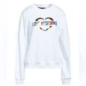 Love Moschino Boxy Fit Sweatshirt with Rainbow Heart Print Cotton 12